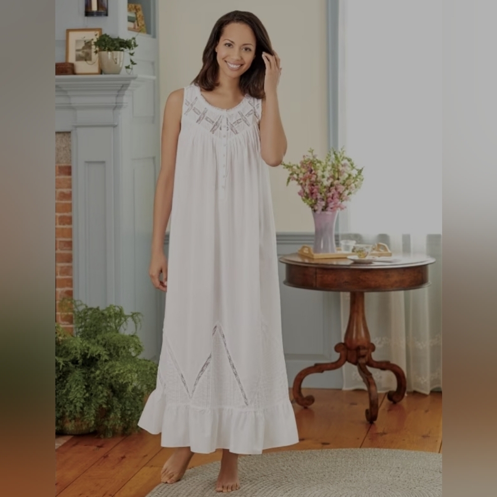 Eileen West Moonlight Sonata Long Cotton Lawn Nightgown